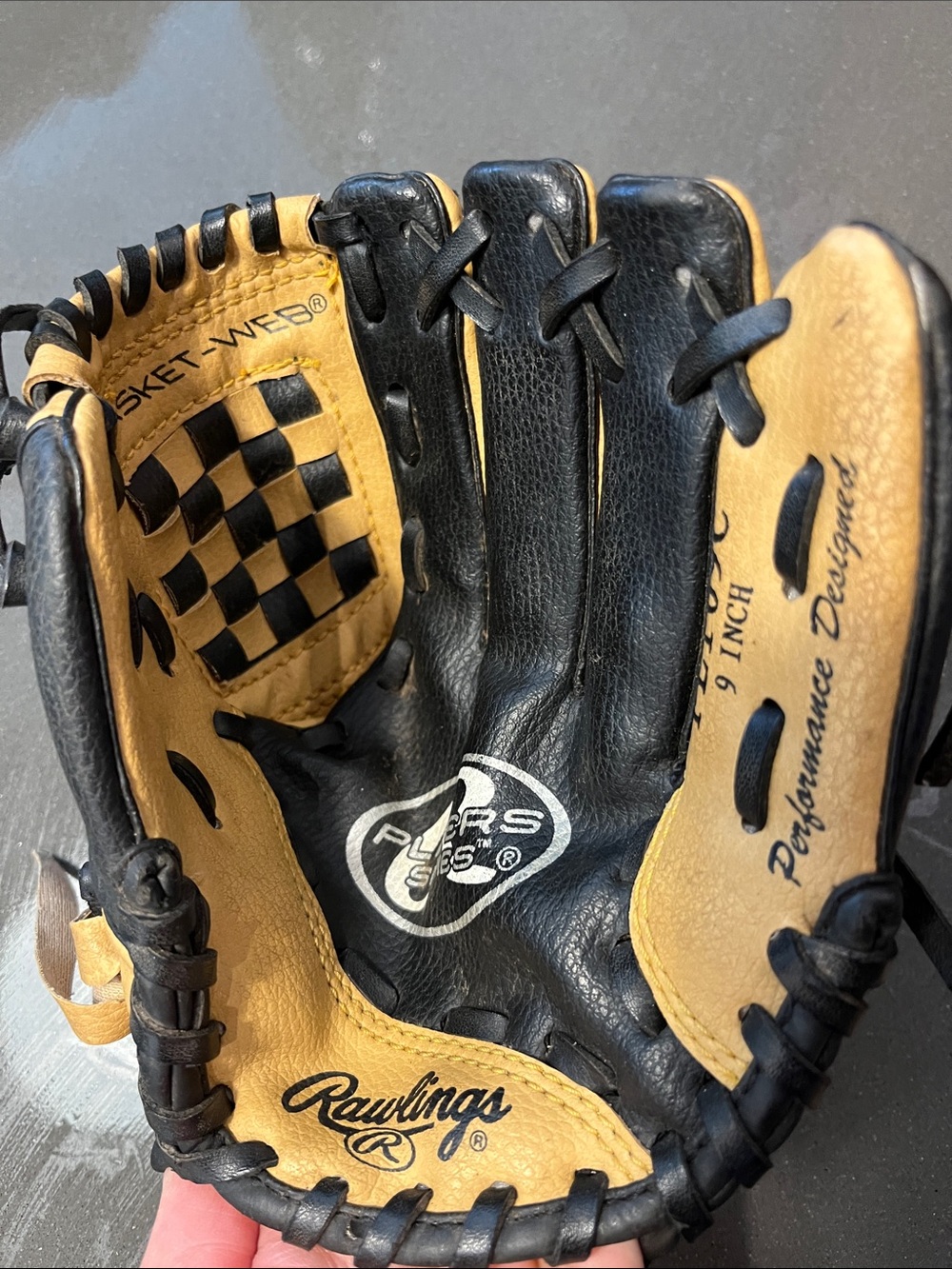 Rawlings Kids Baseball Glove in Black and Tan